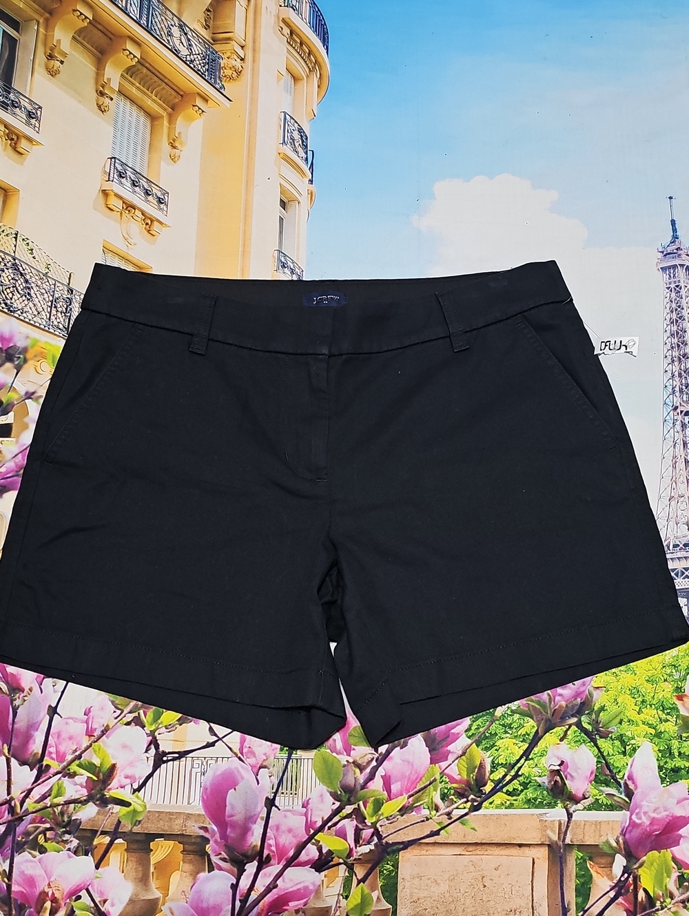 J. Crew Black Chino Flat Front Shorts Size 12 New